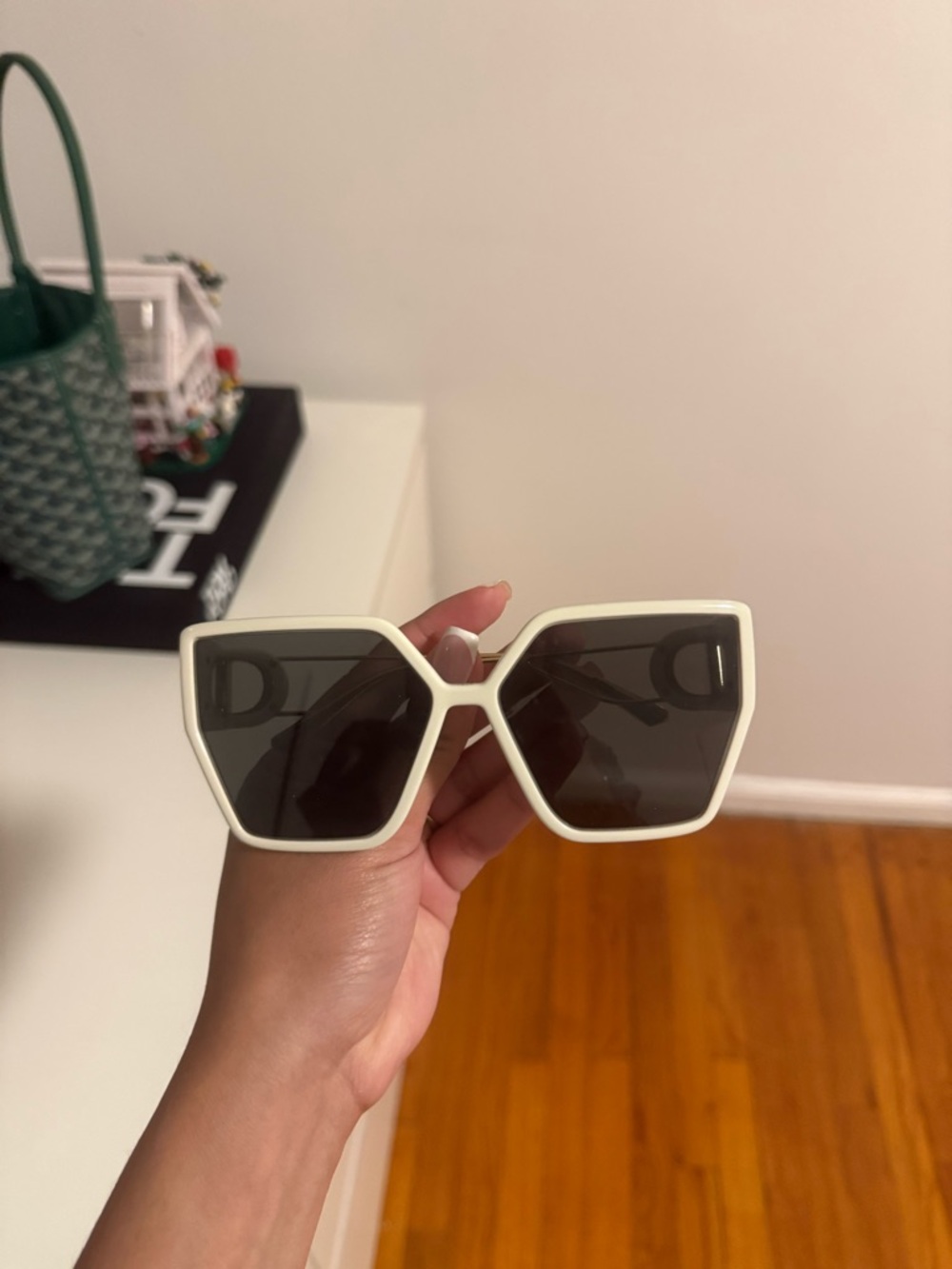 White Geometric Oversized Women’s Sunglasses - Designer Style
